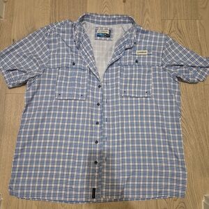 Magellan Outdoors Blue and White Plaid Men's Shirt